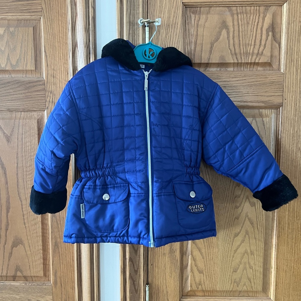 OuterLimits Kids Girls Quilted Puffer Jacket in Blue and Black - Size 6